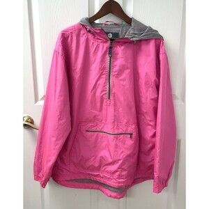 Lauren James Pink Pullover Windbreaker Lined 3/4 Zip Hood Women's Size XL